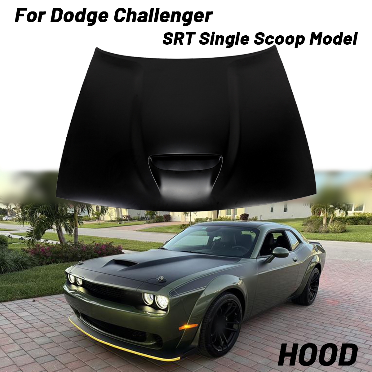 Hood For Dodge Challenger 2011-2023 Single Scoop Design Aluminum
