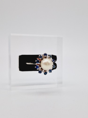 14 Karat Gold Perle Ring, 585er Gold, Antik Ring, Oro Giallo Anello, Saphir - Bild 1 von 6