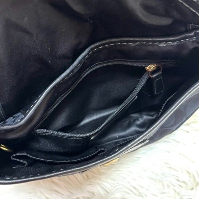 Coach 11441 Soho Buckle Flap Bag Black Signature Canvas Leather
