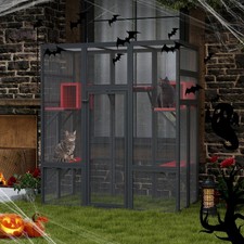 Coziwow Extra Large Catio Outdoor Cat Enclosure with Perches and Condos, Gothic