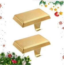 2 Pack Gold Christmas Stocking Holder Bases Mantel Hangers for Fireplace