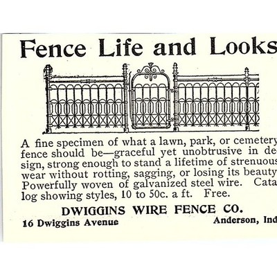 Dwiggins Wire Fence Co. Anderson Indiana 1903 Ad AF8-M7