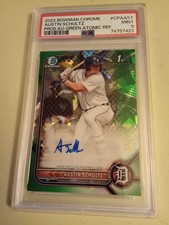 2022 Bowman Chrome Austin Schultz #14/99 GREEN AUTOGRAPH #CPA-AST Graded PSA 9