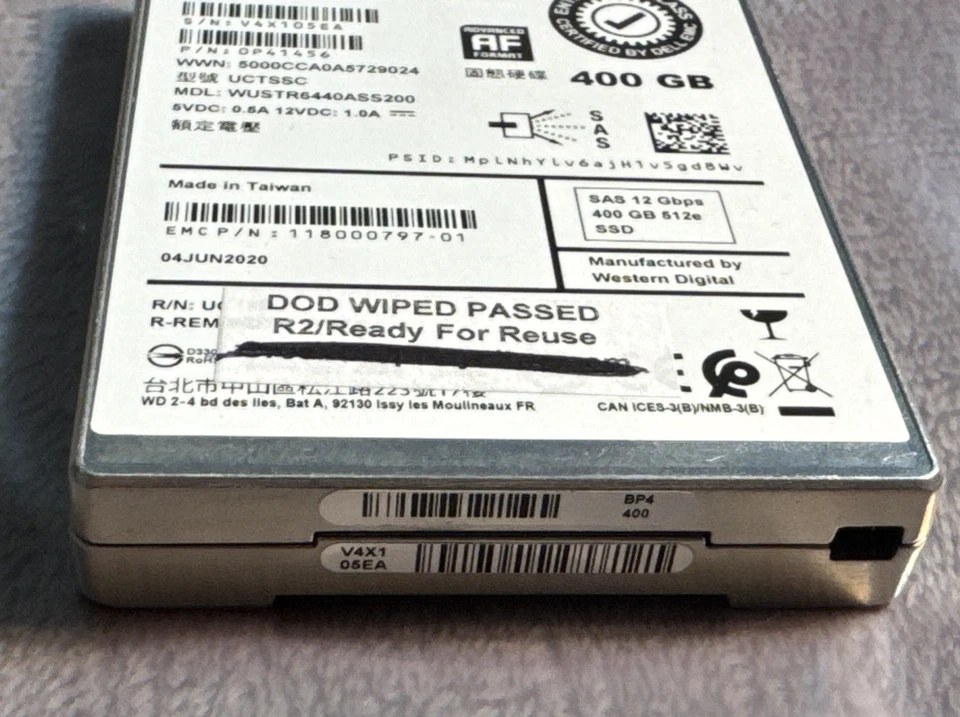 Dell EMC 6XD6N 400GB TLC SAS 512e SSD 2.5" 12GBPS 0B40481 WUSTR6440ASS200 - Image 2 of 4