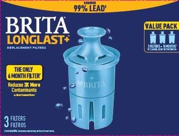 Brita Longlast+ Water Filter, Replacement 3 Count (Pack of 1), Blue