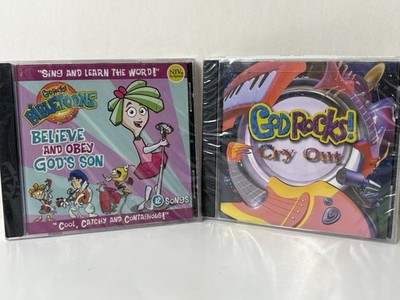 God Rocks! 2 Cd Lot Cry Out GodRocks Bibletoons Children's Christian Music NEW!!