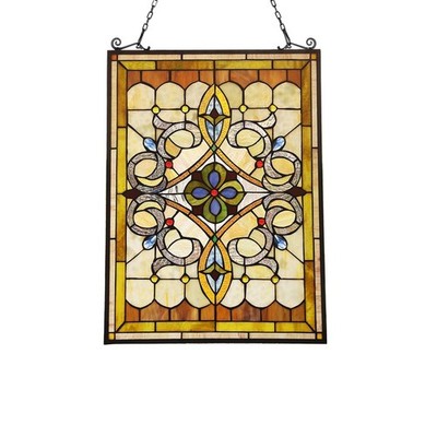 24.6'' Antique Style Tiffany Style Stained Glass Window Panel Victorian