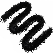 Faux Feather Boa 2 Yards Black Featherless Fuzzy Boa for Party DIY Craft