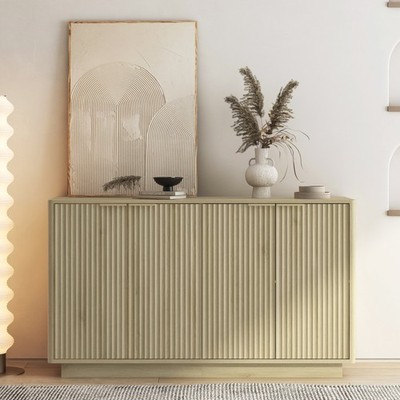Wood Modern Buffet Cabinet with Storage, Fluted Sideboard Large Buffet