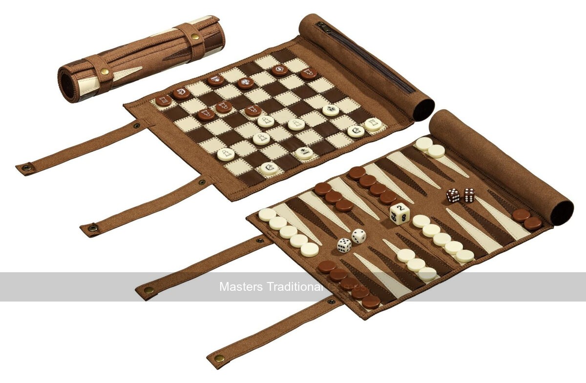 Philos Roll-Up Travel Games Combo - Backgammon, Chess and Draughts (UK)