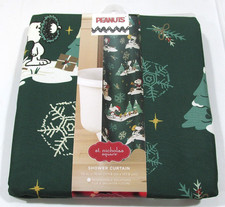 Peanuts Snoopy  Woodstock Christmas Shower Curtain 70"x70" Green New 2025