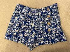 NEXT Women’s Blue Floral Linen Skort / Wrap Shorts - Size 10