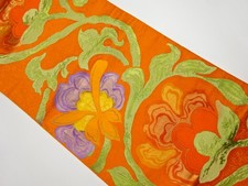5799232: JAPANESE KIMONO / VINTAGE NAGOYA OBI / WOVEN FLOWER ARABESQUE