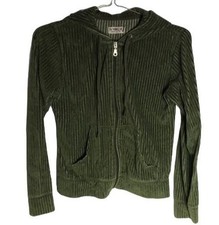 ny ca clothing co green hooded sweatshirt zip up hooded with tie small READ