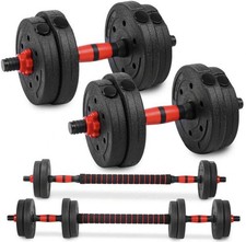 22LB Adjustable Dumbbell Barbell Set 3-in-1 Free Weights Home Gym Fitness
