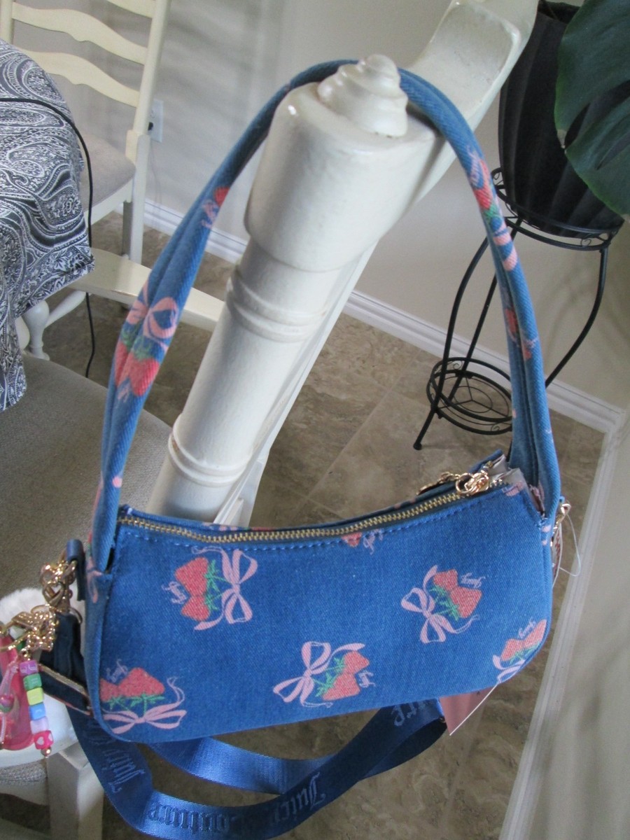 JUICY COUTURE STRAWBERRY FESTIVAL SHOULDER BAG DENIM MULTI/NWT