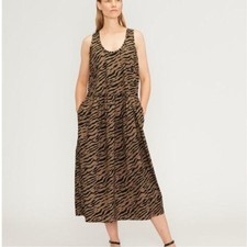 Everlane Poplin Pullover Dress Tiger Stripe Brown Black Tank Medium