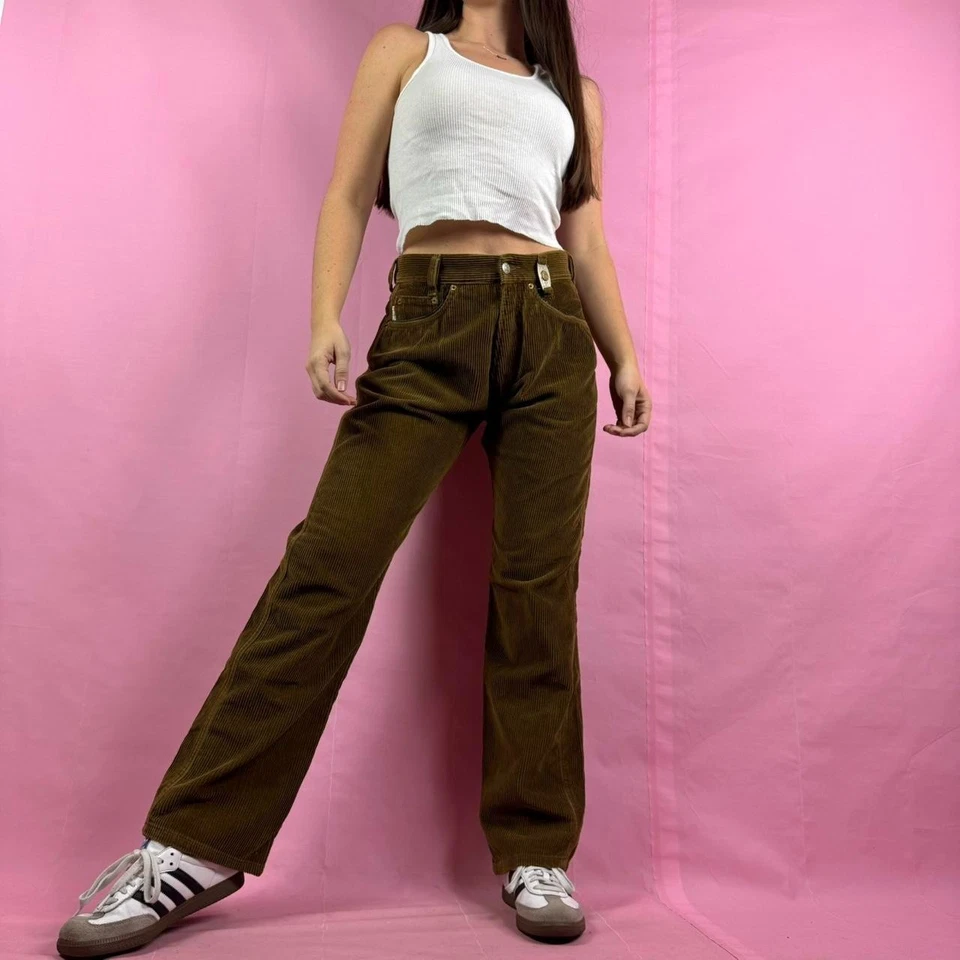 Pantalones anchos vintage DIESEL marrón chocolate pana talla 28 unisex Italia Foto 2 de 4