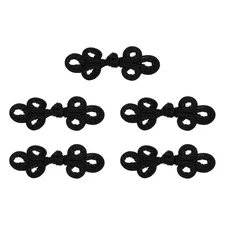 5 Pairs Chinese Knots Frog Buttons  Black Sewing Buttons Fasteners