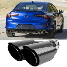 2.5"to 4" Carbon Fiber Exhaust Tip Double Slant Cut For Acura TLX 3.5L 3.0L 2.0L