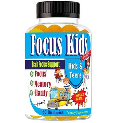 Focus Kids Gummies for and 60 Count (Pack of 1), Orange Color