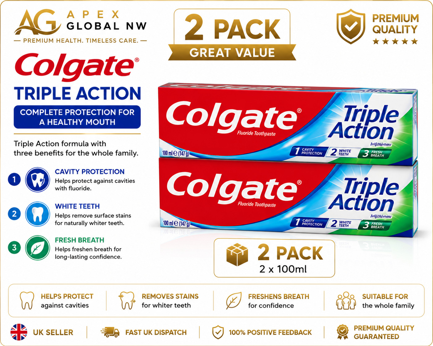 12 x Colgate triple action Toothpaste  100ml FREE RM TRACKED NEXT DAY DELIVERY - Image 7