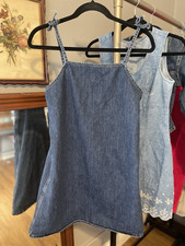 H&M Blue Denim Square Neck Strappy Sleeveless...