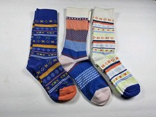 Bombas Lightweight Pattern Crew Socks Lot Of 3 Pairs Size M
