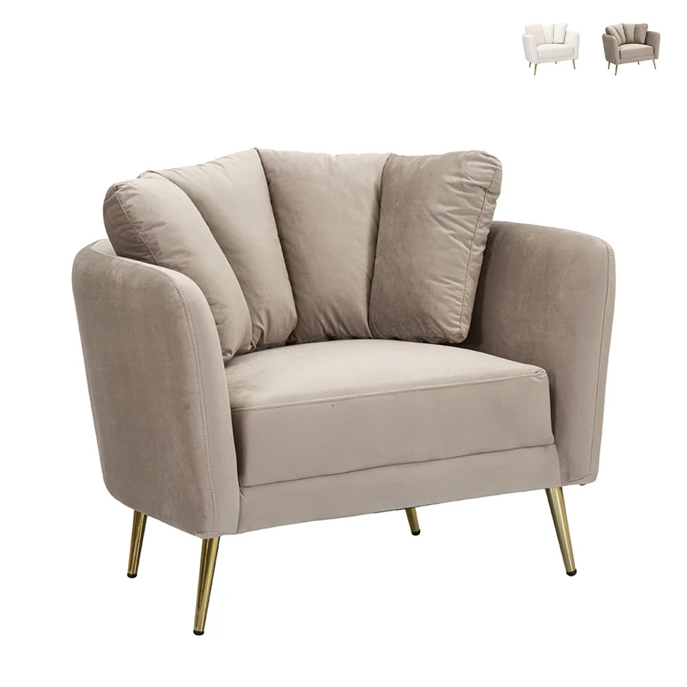 Fauteuil de salon confortable Kiev avec pieds dorés design moderne