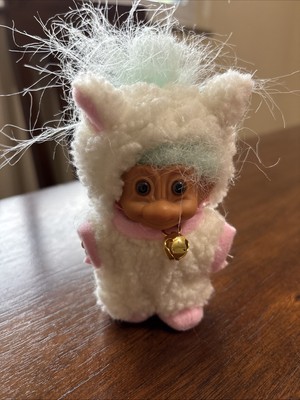 Vintage Russ Troll Doll Easter Lamb Sheep Costume With Bell Blue Hair 4 