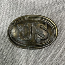 Vintage Civil War Union Reproduction US Impressed Oval Brass Belt Buckle
