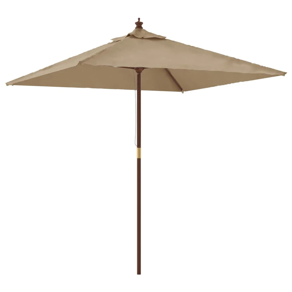 Parasol mobilier de jardin mât bois 198 x 198 x 231 cm taupe Helloshop2