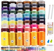 60 Colors Sewing Thread Kit 144 Pcs Bobbins 400 Yards Thread Spools for Hand/...