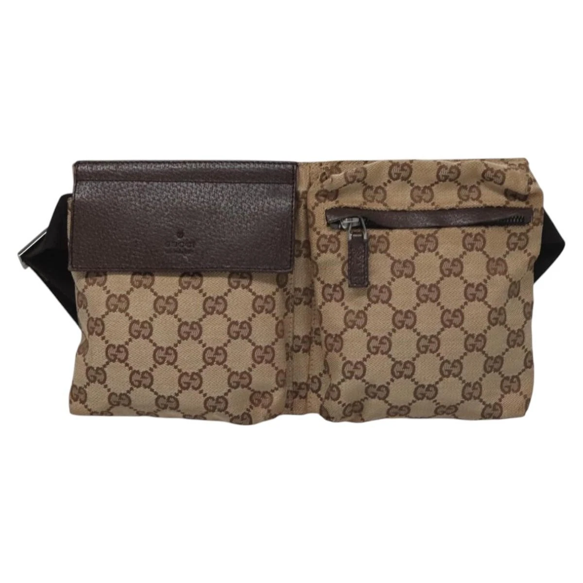Gucci Sac Ceinture Beige Toile Pochette Authentique