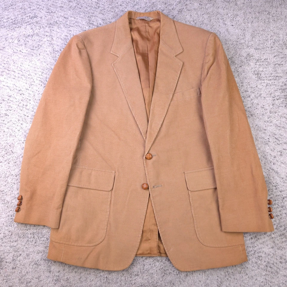 VTG Corduroy Suit 40R 32x30 Leisure Mens Shop 80s Khaki JC Penney Jacket Pants - Image 2 of 4
