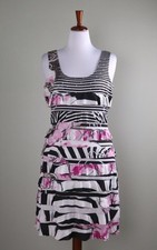 TANGO MANGO Collection Stretch Tiered Crystal Ruffle Tank Dress Size Large