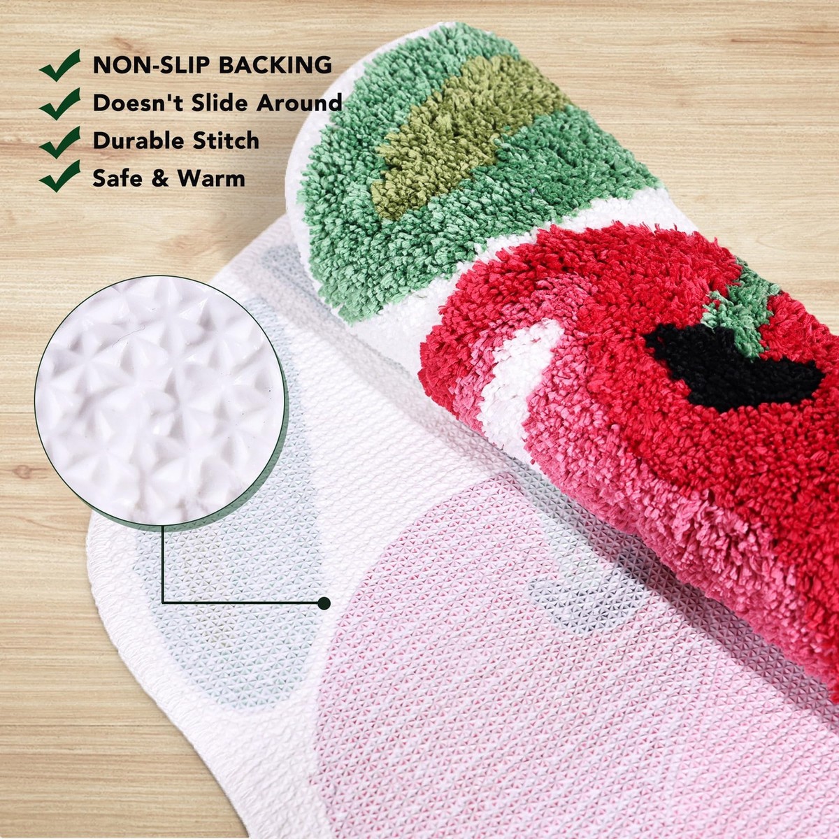 Large Cherry Cute Bath Mat Non-Slip Funky Fruit Shaped Absorbent