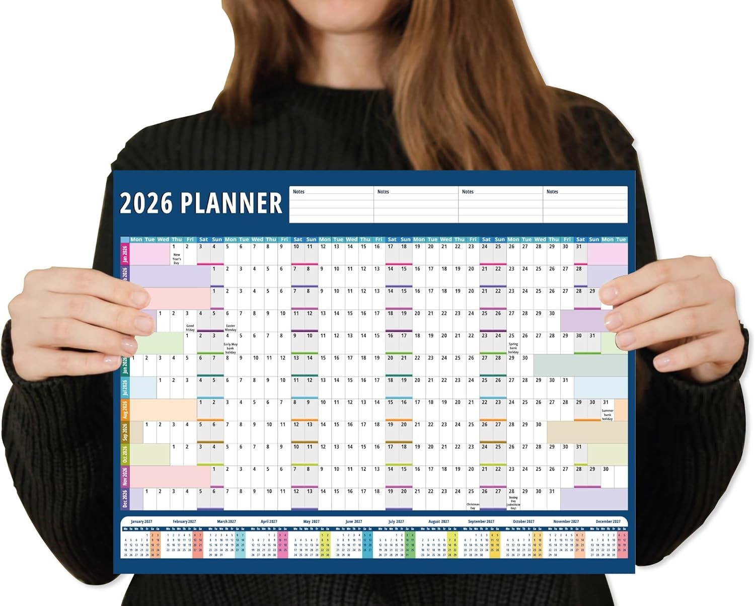 A3 Wall Planner 2026 UK Wall Calendar 2026 Wall Planner A3 Yearly Calendar From