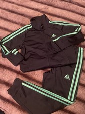 Boys Adidas Track suit Jogging 2 piece Jacket  Track Pants Sz 6 Green  Black
