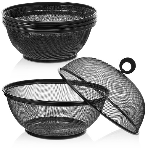 4 Pcs Mesh Food Covers with Lid Fruit Basket with Lid, Food Bowls Fly Proof T...