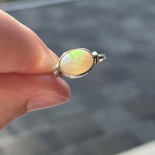 Ethiopian Welo Opal 0.75 Ct Solitaire 925 Sterling Silver Ring Size 9