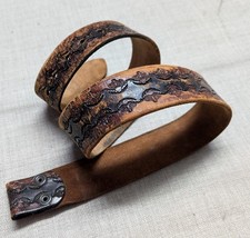 1970s vintage WESTERN buckle belt 32 leather GEOMETRIC handcrafted BOHO hippie