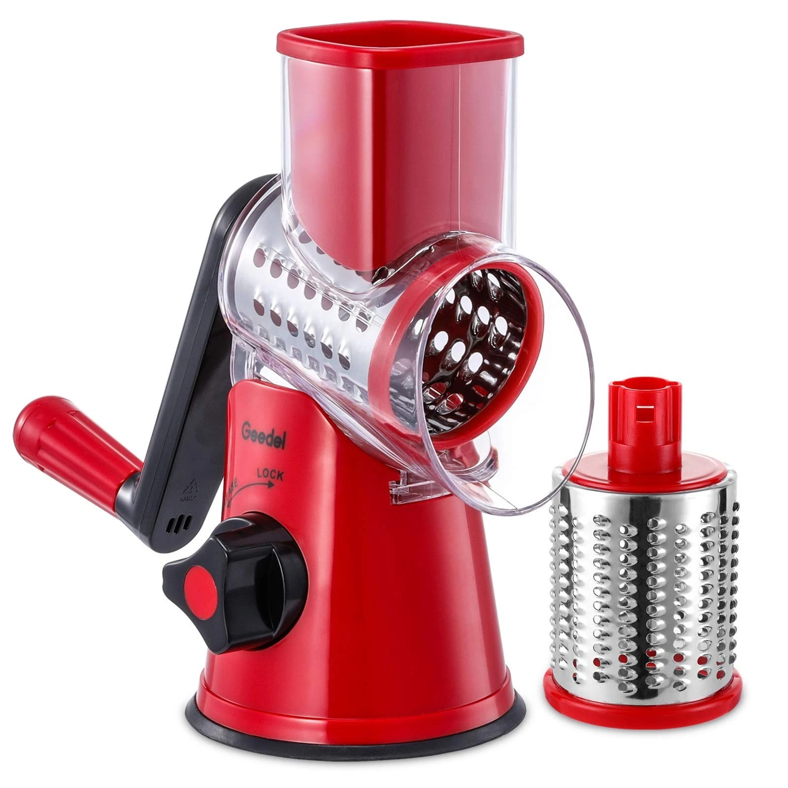 Geedel Rotary Cheese Grater, Kitchen Mandoline Vegetable Slicer with 2 Interc...