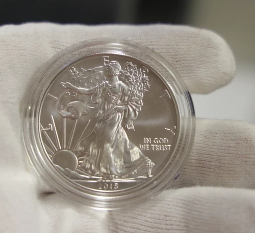 2015 W (Burnished) Unc US Silver Eagle Original Box No COA