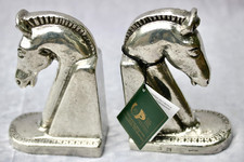 Vintage Pewter Horse Head Bookends Pair