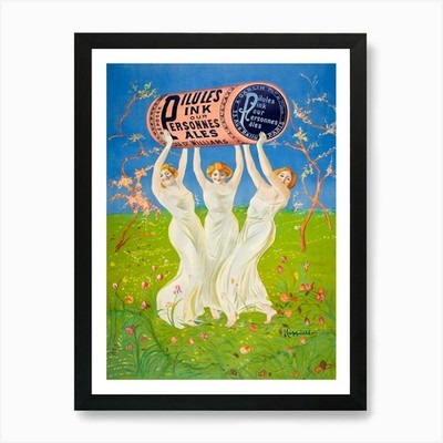 Drei Frauen halten eine Flasche Tusche gerahmtes Wandbild Poster Leinwanddruck Bild