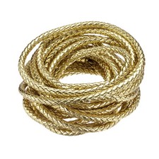 5 Yards 7mm Round Braided Leather Cord Six-Strand for Crafts Gold
