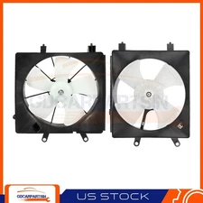 AC Condenser Radiator Cooling Fan Assembly Pair Kit Set For 2001-05 Honda Civic