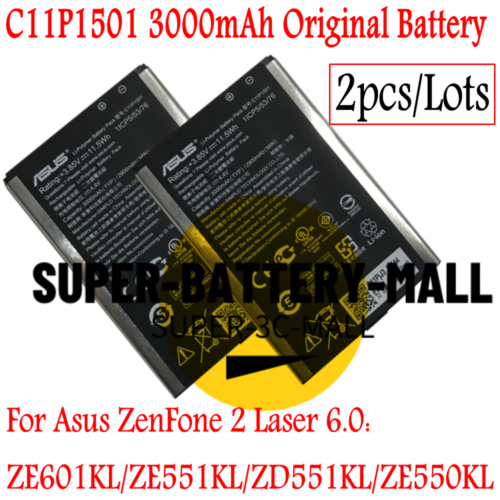 2pz Batteria per ASUS Zenfone 2 Laser ZE601KL ZE550KL ZD551KL C11P1501 3000mAh - Foto 1 di 4
