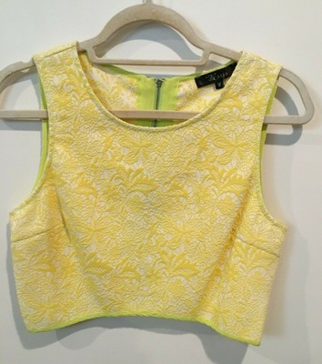 yellow zip up crop top